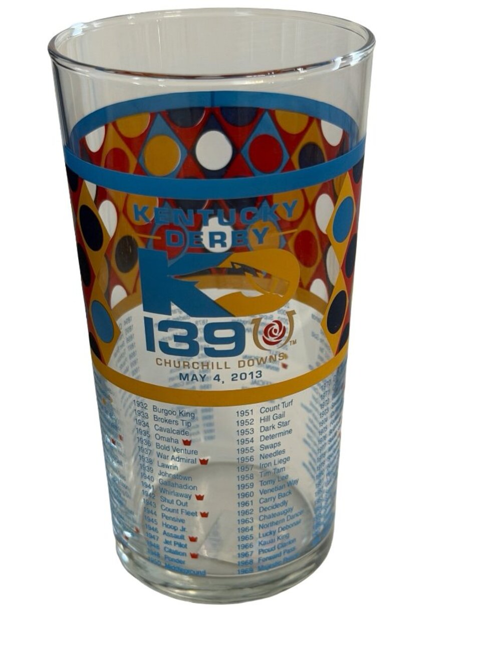 2013 Kentucky Derby 139 Churchill Downs Official Pint Glass Triple Crown Winners